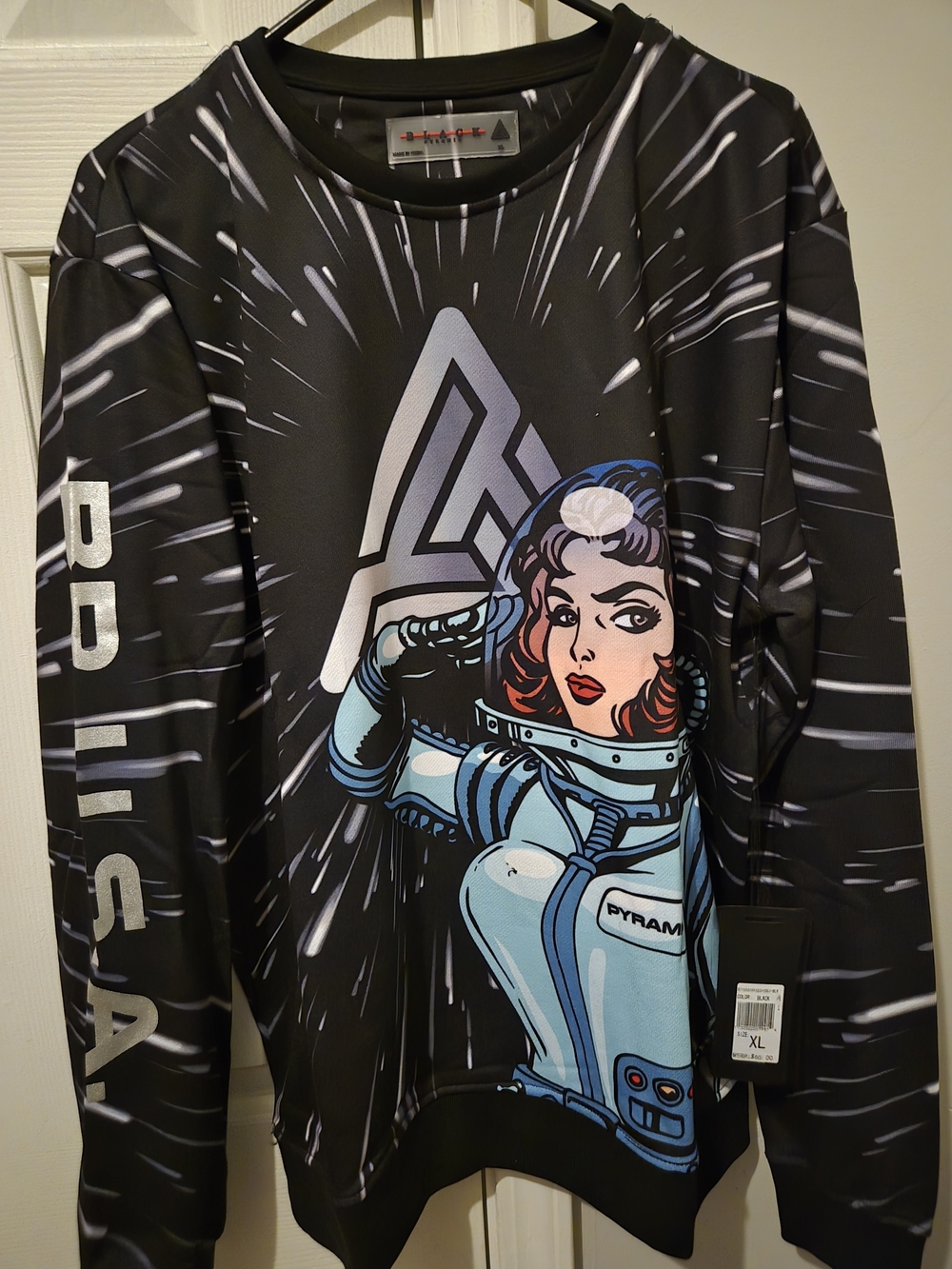 Black Pyramid Black Graphic Space-Print Pullover Hoodie Page Close May 1st